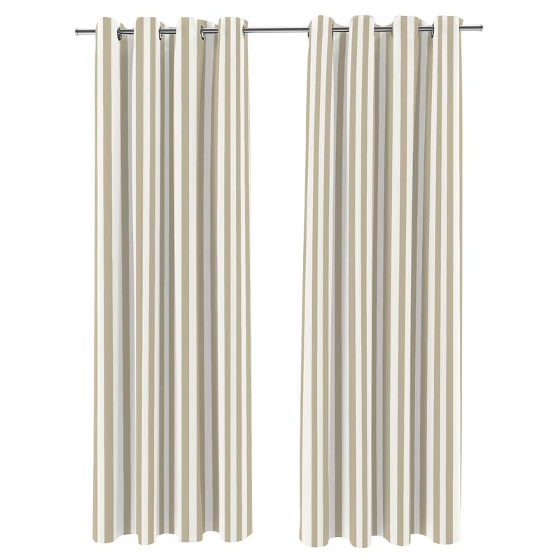 54" x 84" Grommet Semi-Sheer Outdoor Curtain Panel - Linen Stripe