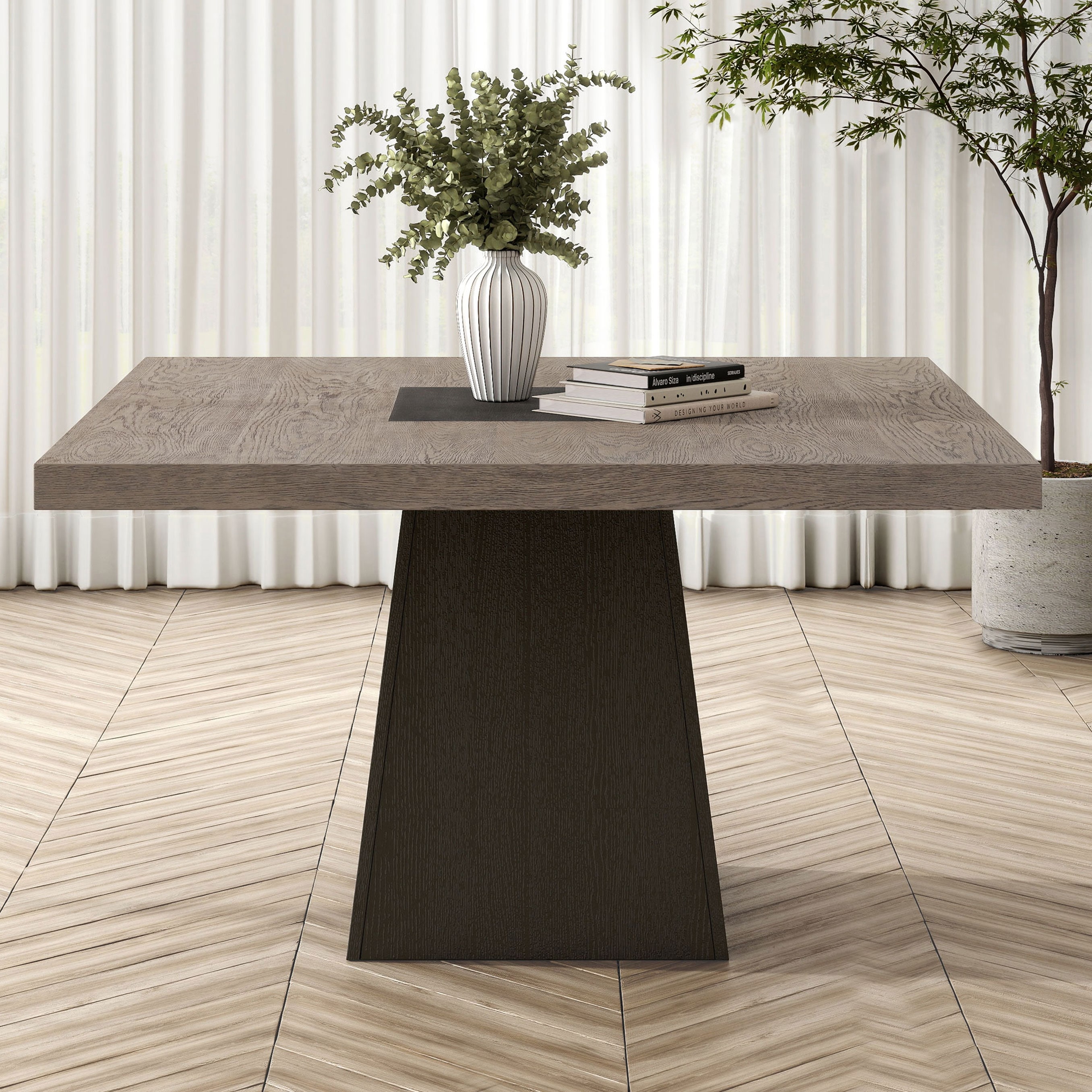 Furniture of America Callum Modern Rustic Oak Solid Wood 54-inch Square Dining Table