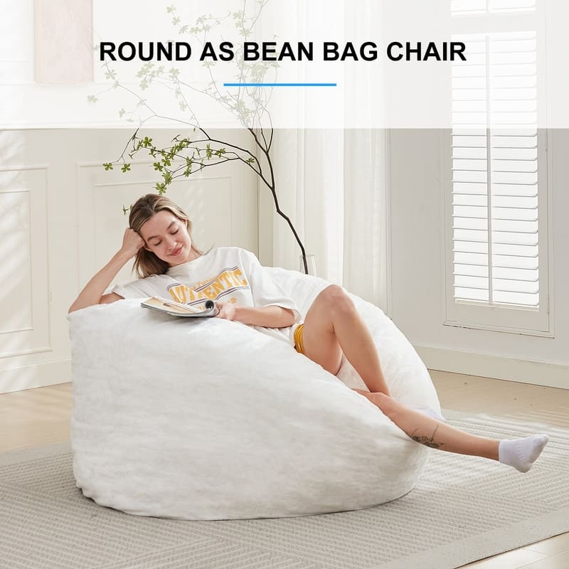 Mixoy Faux Plush Lazy Bean Bag Chairs,Oversized Fluffy Accent Chair,Fuzzy Sofa