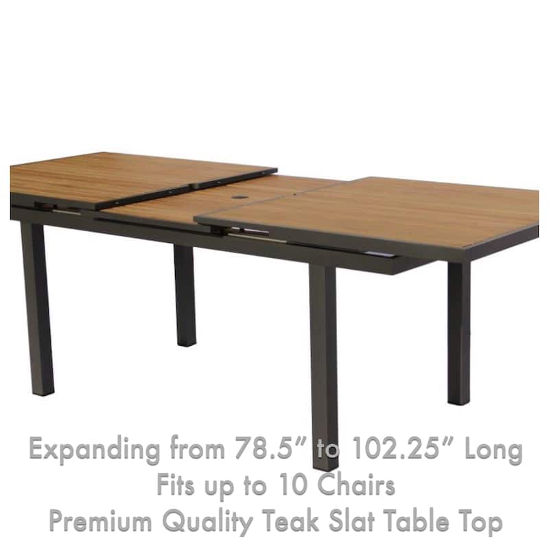 Catania Dark Gray 9-Piece Aluminum Outdoor Dining Set with Sling Set in Pewter - N/A