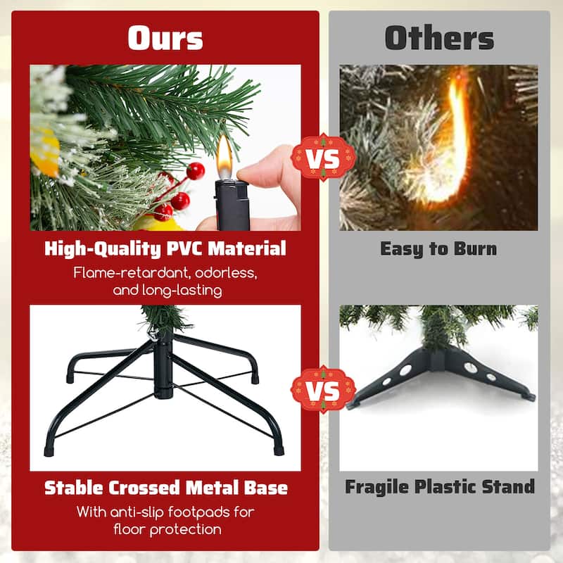 Gymax 5/7.5/9 FT Artificial Xmas Tree w/ 1416 Branch Tips 560 Warm