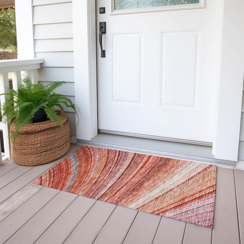 Machine Washable Indoor/ Outdoor Chantille Modern Burst Rug