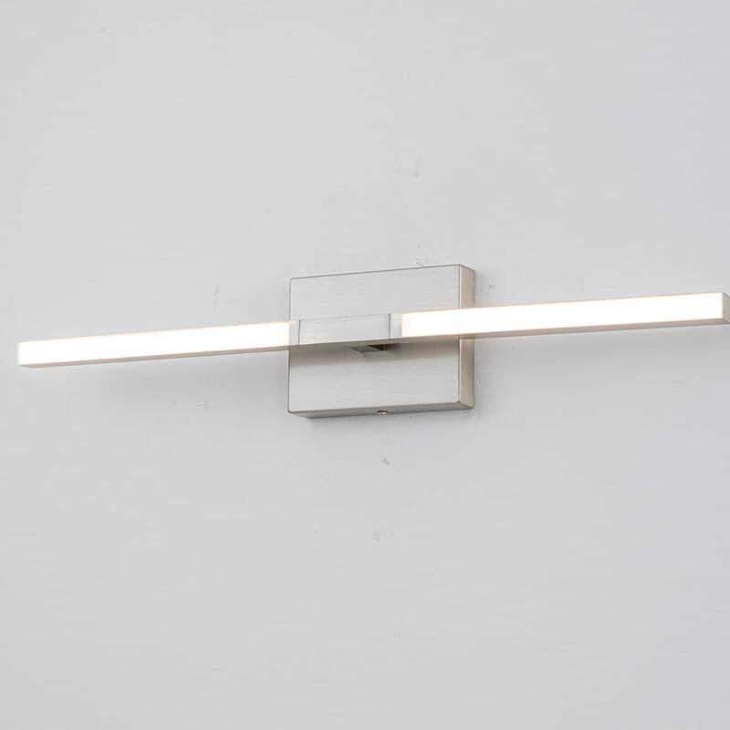 23.6" W Modern Matte Black/Stained Nickel 3000K Dimmable LED Bathroom Vanity Wall Light - Nickel
