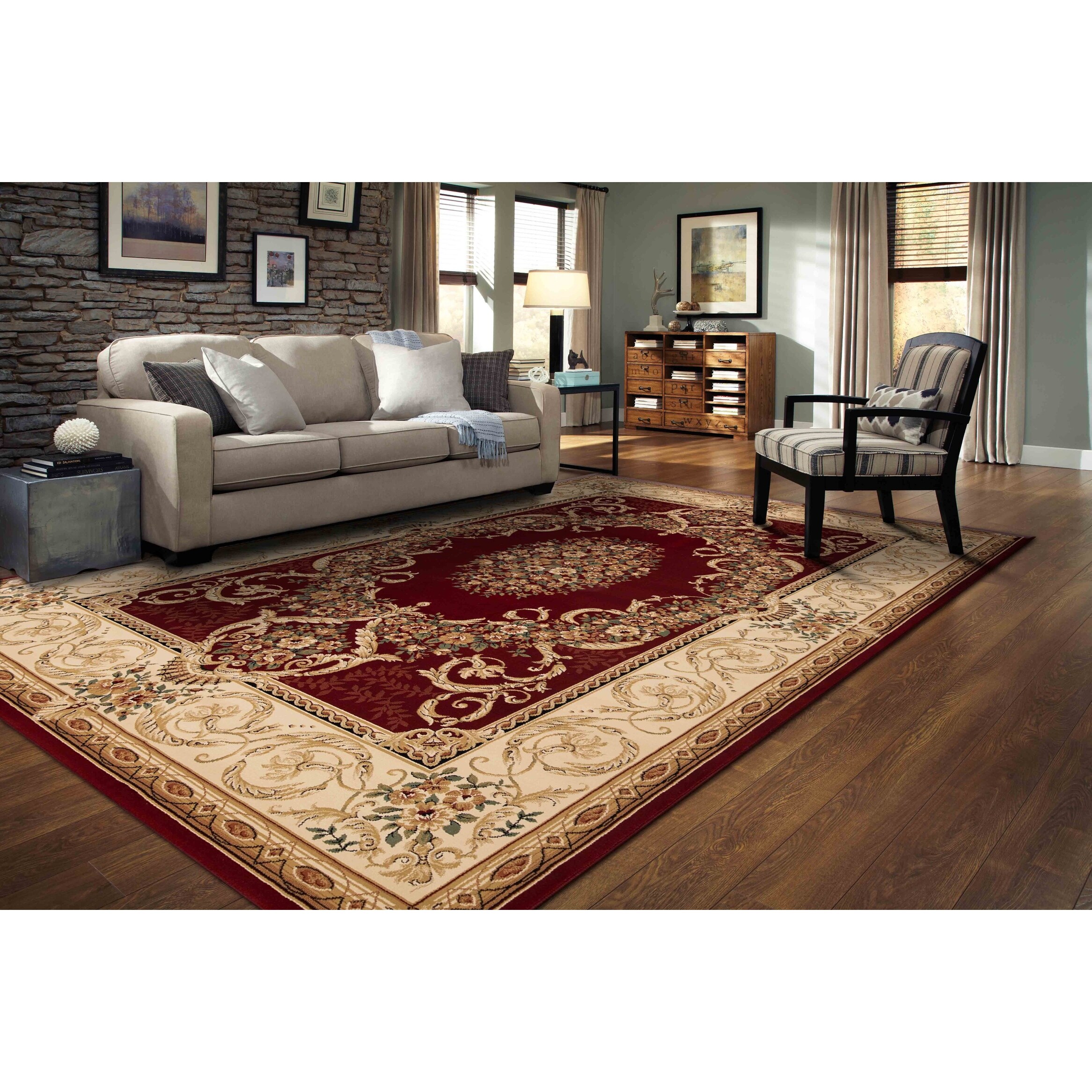 Aubusson Collection Classic Medallion Area Rug - Overstock - 42892662