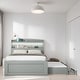 preview thumbnail 1 of 7, Twin XL Size Platform Bed with LED Headboard, Storage Bed with Charging Station, Trundle and 2 Drawers, Subdued Gray Subdued Gray