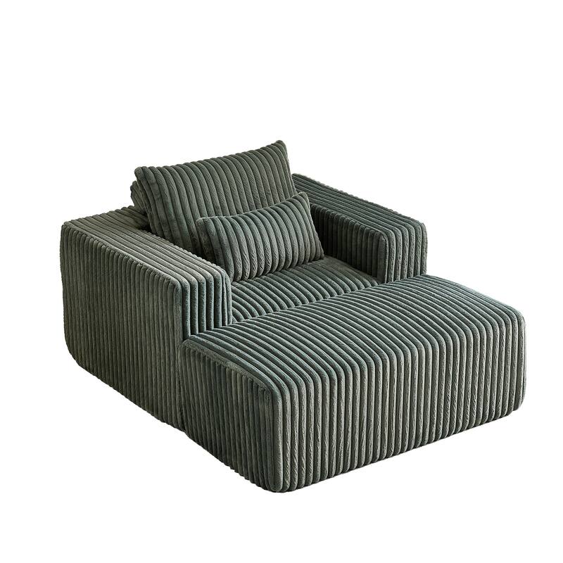 GDFStudio - Amelia Plush Corduroy Recliner Sofa with Removable Footrest for Relaxed Living Room Comfort