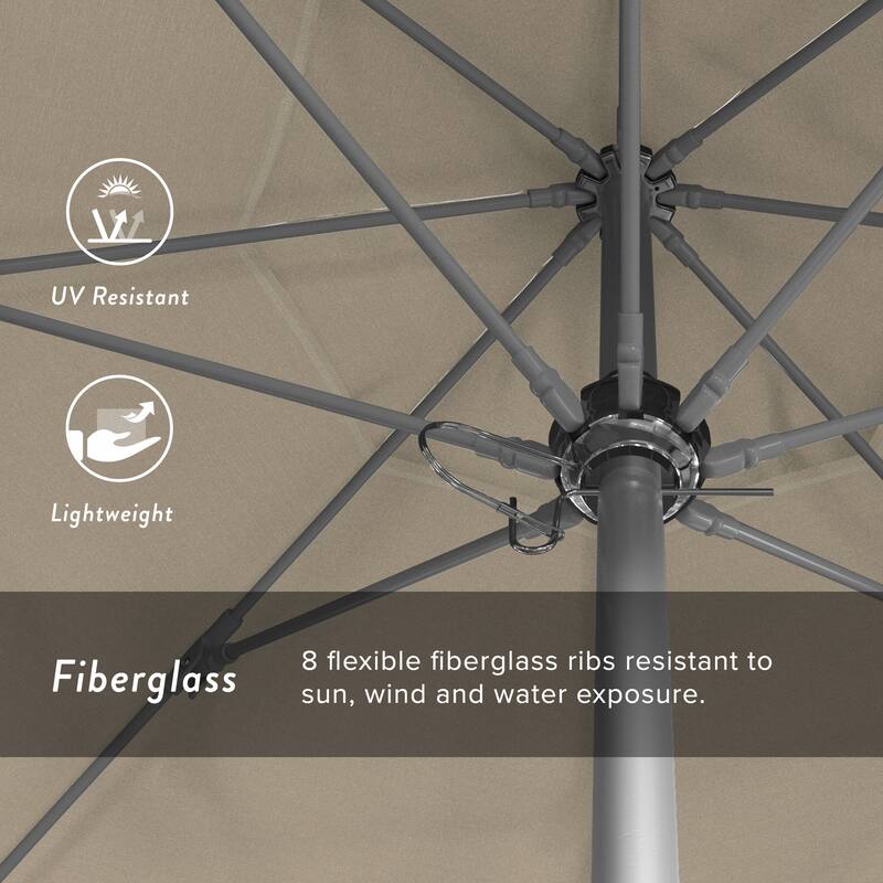 California Umbrella 75' Venture Series Patio Umbrella, Silver Aluminum Pole Fiberglass Ribs Push Lift, Olefin