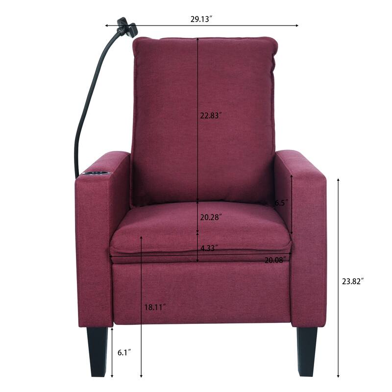 Adjustable Recliner Sofa for Adults with Mobile Phone Holder and Cup Holder