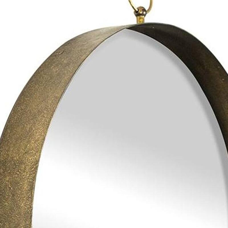 HomeRoots 28" Gold Round Iron Framed Accent Mirror - 24' X '28' X '1