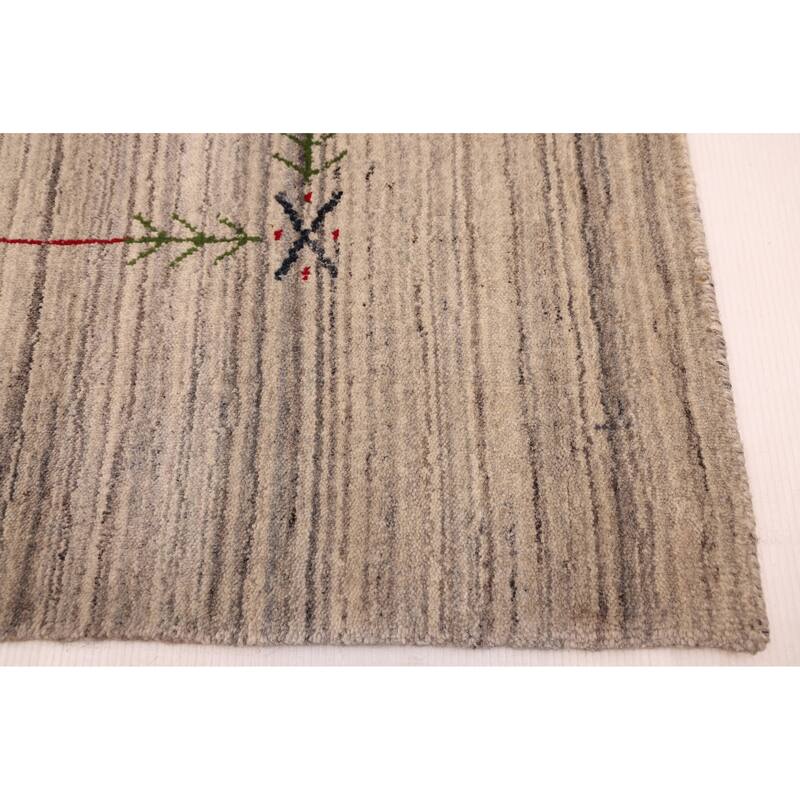 ECARPETGALLERY Hand Loomed Kashkuli Gabbeh Grey Wool Rug - 8'1 x 9'11