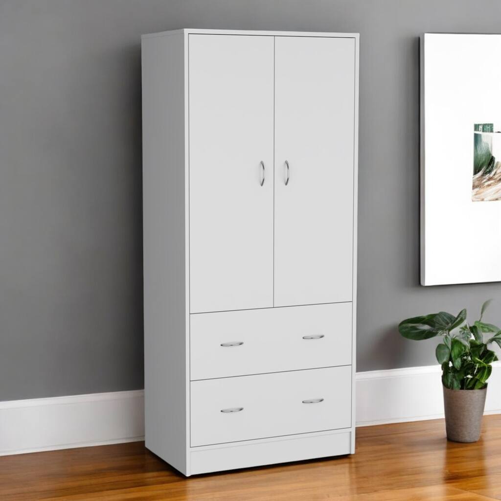 HomeRoots 71" White Two Door Two Drawer Combo Dresser