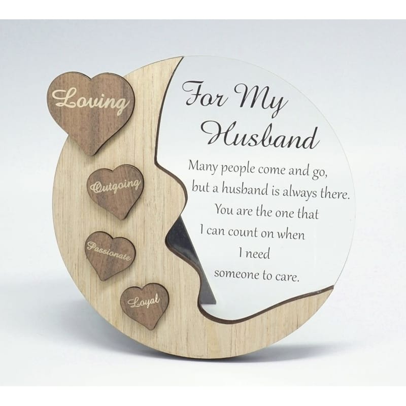 Moon With Words On Hearts And Text Message- For My Husband Plaque