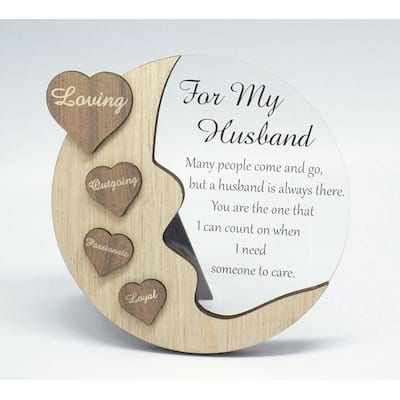 Moon With Words On Hearts And Text Message- For My Husband Plaque