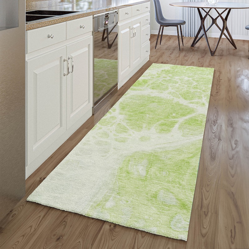 Premium Washable Super Soft Abstract Ink Mayfield Rug - Aloe - 2' 3" x 7' 6" - Runner