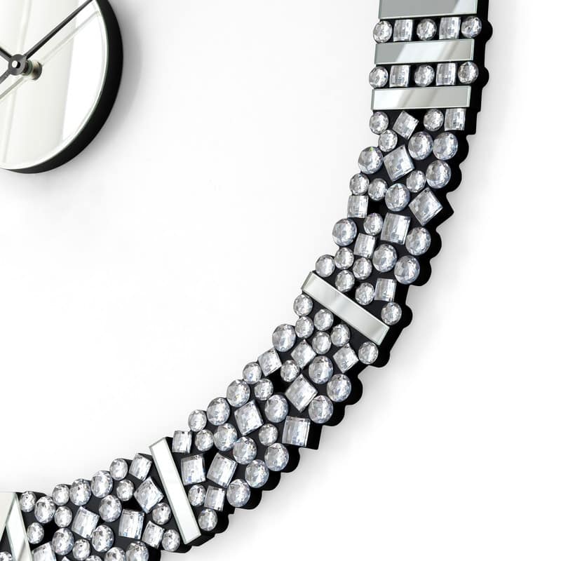 Foldable-Frame Round Wall Clock Adorned with Crystals
