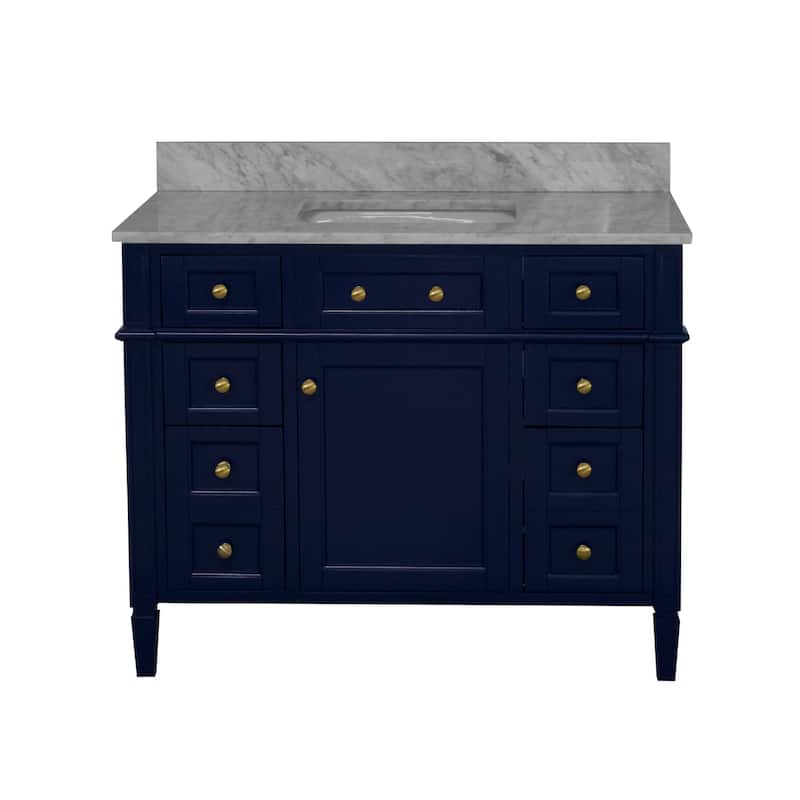 KitchenBathCollection Hailey 42" Bathroom Vanity with Carrara Marble Top