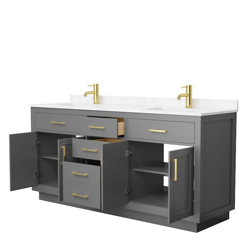 Beckett TK 72-inch Double Vanity, Cultured Marble Top
