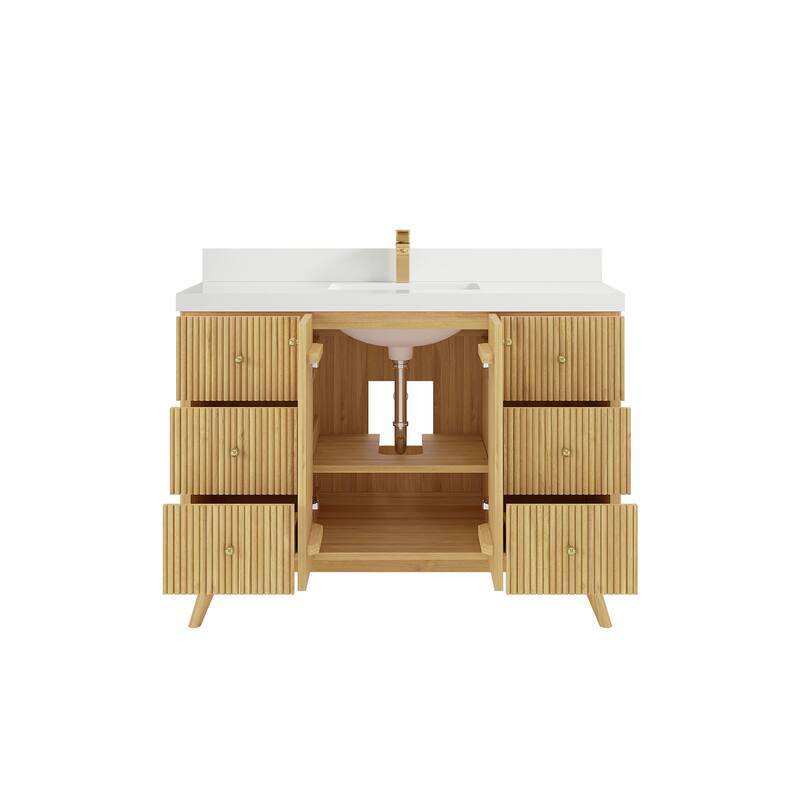 Willow Collections 48 in. W x 22 in. D Pasadena Solid Teak Single Sink Bathroom Vanity with Countertop