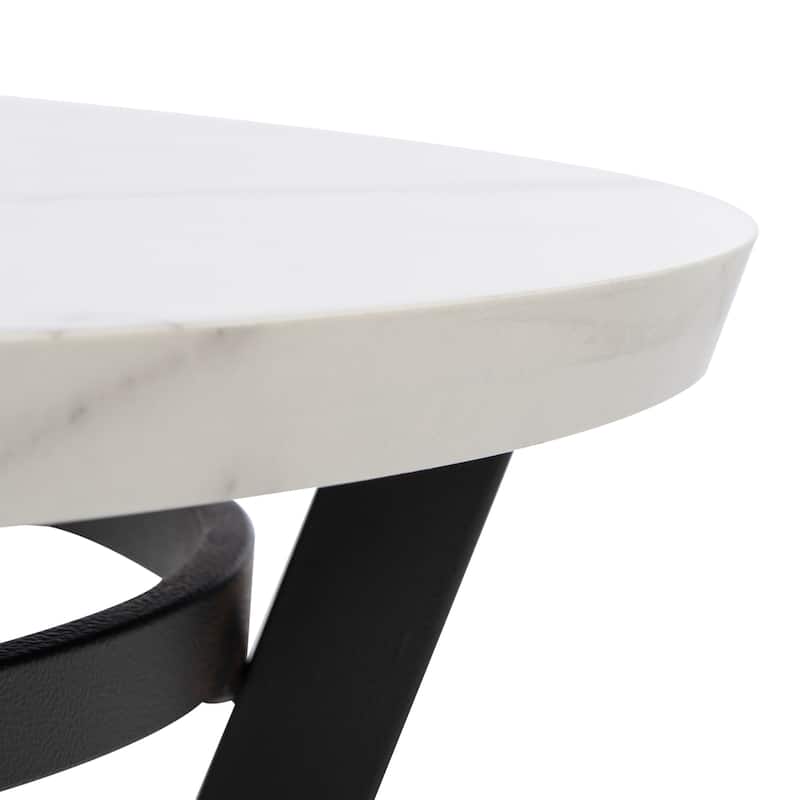 SAFAVIEH Corene White Marble/ Black Oval Coffee Table - 47.5" W x 31.5" L x 15" H - 48Wx32Dx15H