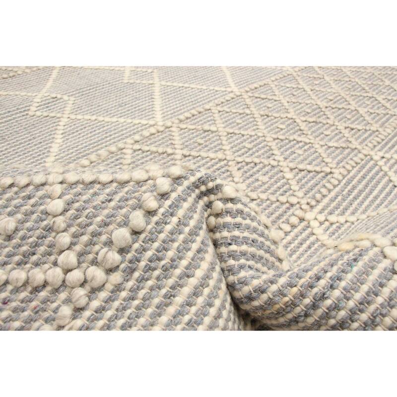 ECARPETGALLERY Braid weave Sienna Grey Wool Rug - 5'0 x 7'10