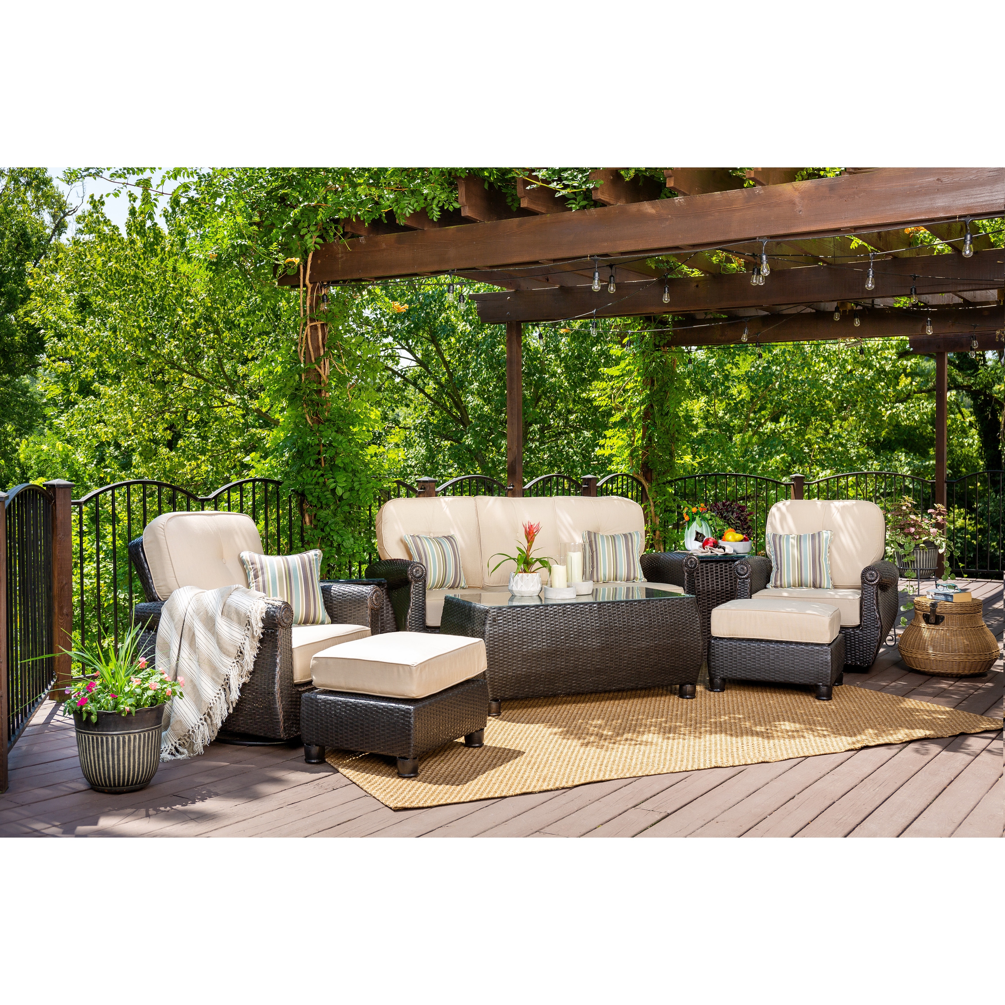 La-Z-Boy Breckenridge 8pc Java Brown Seating Set with Sunbrella