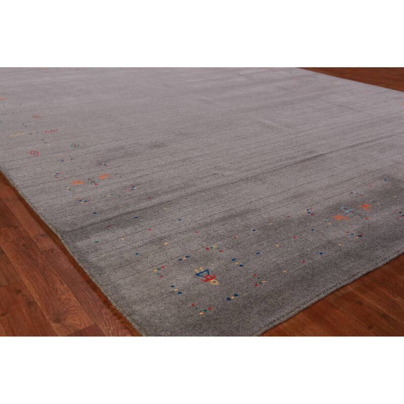 Hand Knotted Oriental 100% Wool Carpet Tribal Tribal Greys & Charcoal Gabbeh Area Rug - 10' 1'' X 8' 7''