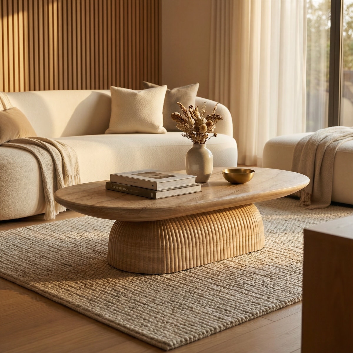 Studio London Maddox Pill Shaped Coffee Table with Roman Fluted