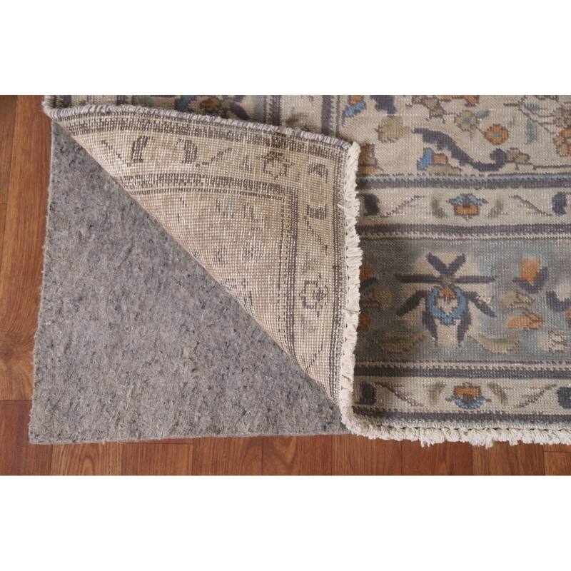 Hand Knotted Oriental 100% Wool Carpet Traditional Medallion Greys & Charcoal Tabriz Area Rug - 9' 7'' X 6' 8''