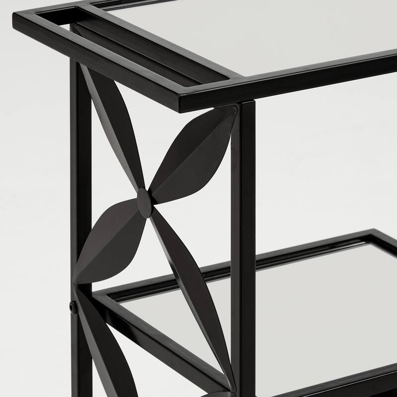 Willits Black Finish Mirrored Bar Cart with Shelf by iNSPIRE Q Modern