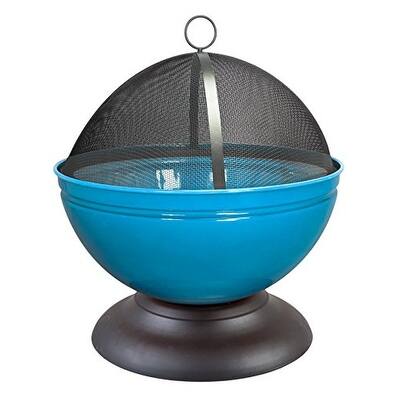 Shop La Hacienda 58175us Globe Enameled Fire Pit With Grill Blue