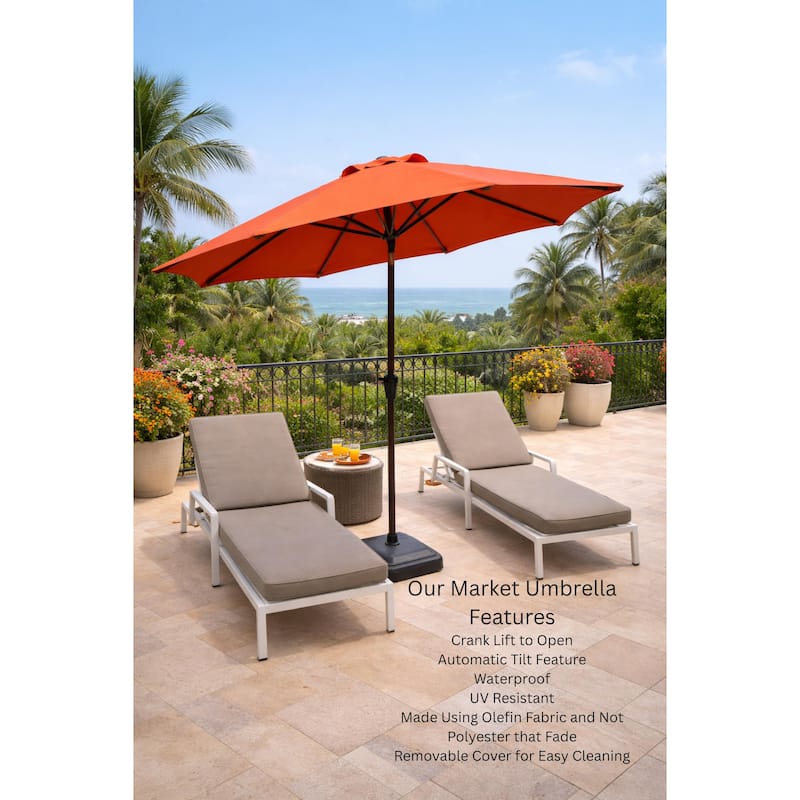 9 ft. Aluminum Market Automatic Tilt Patio Umbrella with Windvent in Tuscan