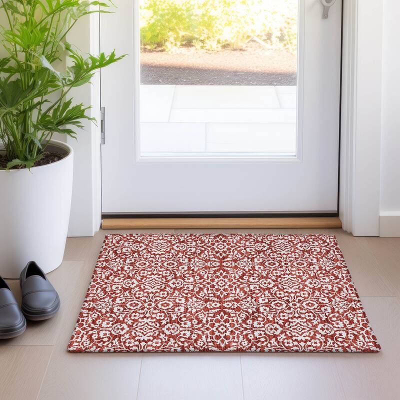 Premium Washable Super Soft Traditional Mekenzie Mayfield Rug - Red - 1'8" x 2'6"
