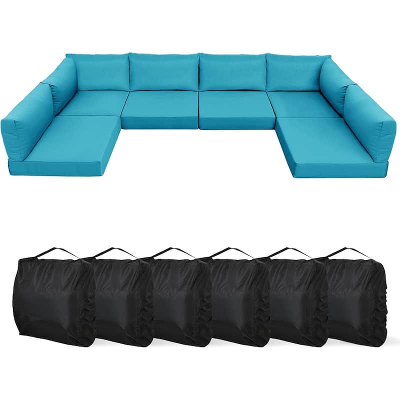 WINSOON 14 Piece Outdoor Furniture Replacement Cushions,Patio Seat Cushions - Aruba Blue