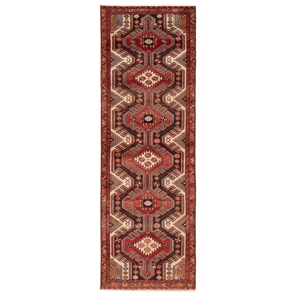 ECARPETGALLERY Hand-knotted Andelz Red Wool Rug - 3'3 x 9'11