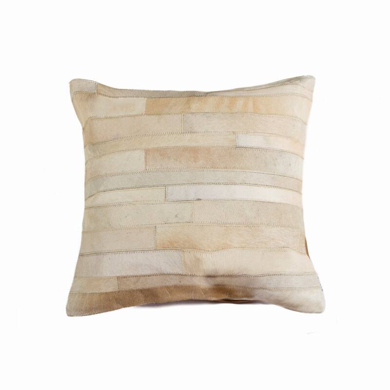 HomeRoots 18" Tan Cowhide Throw Pillow