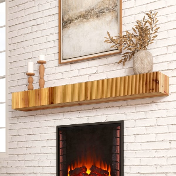slide 2 of 9, Rustic Fireplace Shelf Mantel Floating Shelf Oak