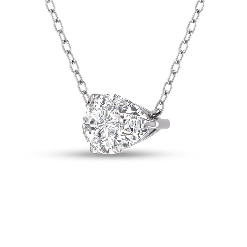 Marquee Lab Grown 1/2 Carat Floating Pear Shaped Diamond Solitaire Pendant in 14K White Gold