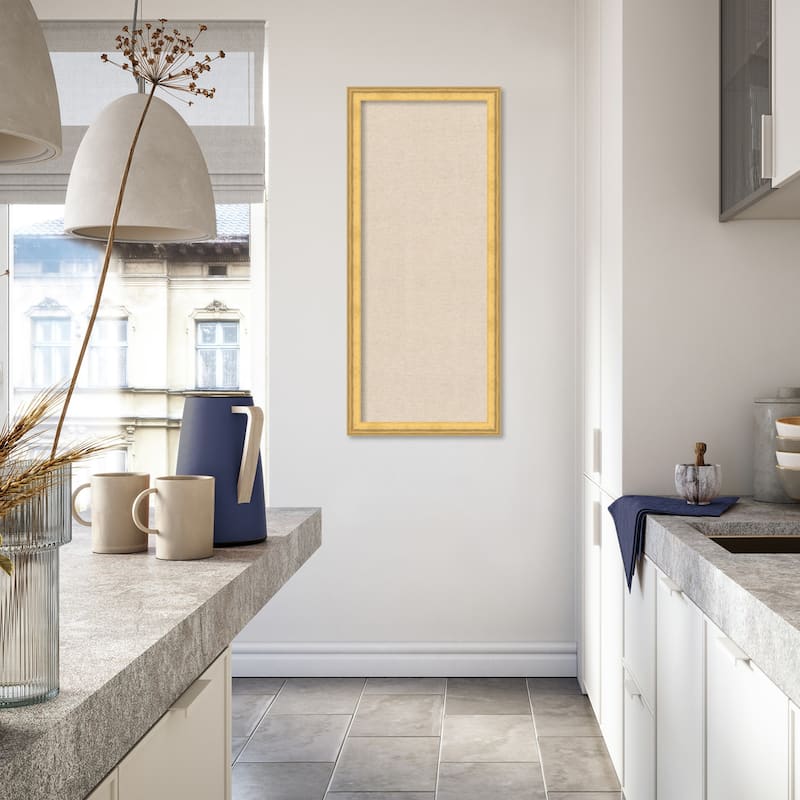 Amanti Art Framed Fabric Pinboard Natural Linen Printed Bulletin Board