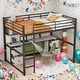 preview thumbnail 14 of 24, Full Size Loft Bed with Desk,Drawers,Bedside Tray,Charging Station,USB Black