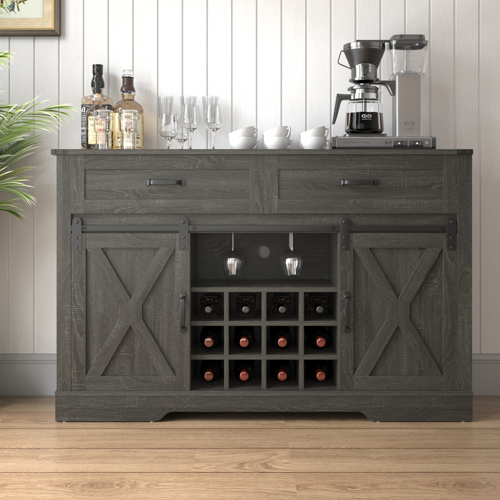Farmhouse Coffee Bar Cabinet 47