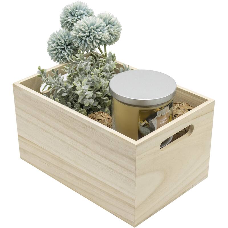 Unfinished wood crates, Organizer bins, Wooden box, Cabinet containers - 2Pk