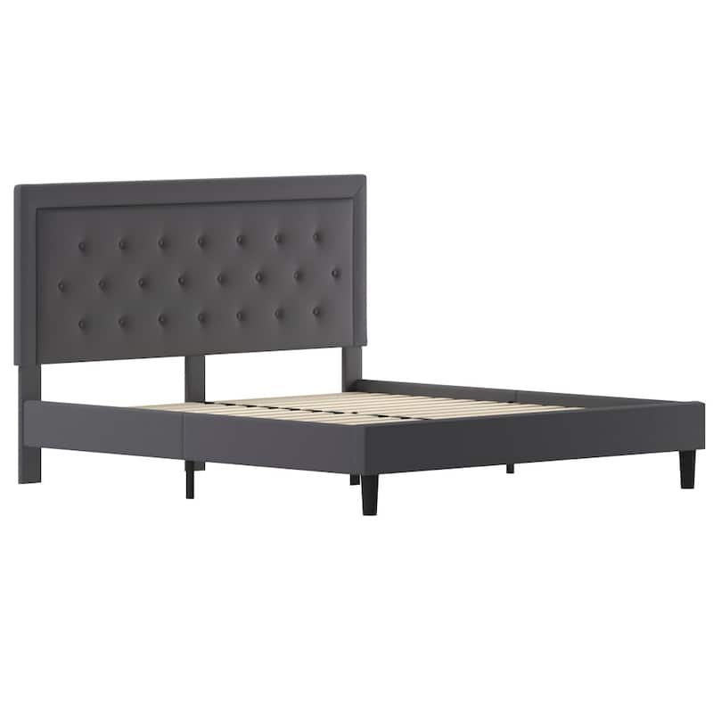 Panel Tufted Upholstered Platform Bed