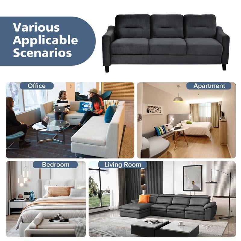 3 Seat Velvet Sectional Sofa, Plush Comfort for Small Spaces