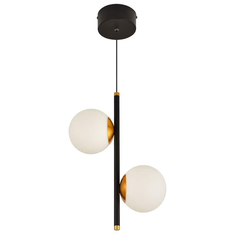 VONN Lighting Capri VCP2202BL 11" 2-Light ETL Certified Integrated LED Black Pendant Light Fixture with Glass Shades
