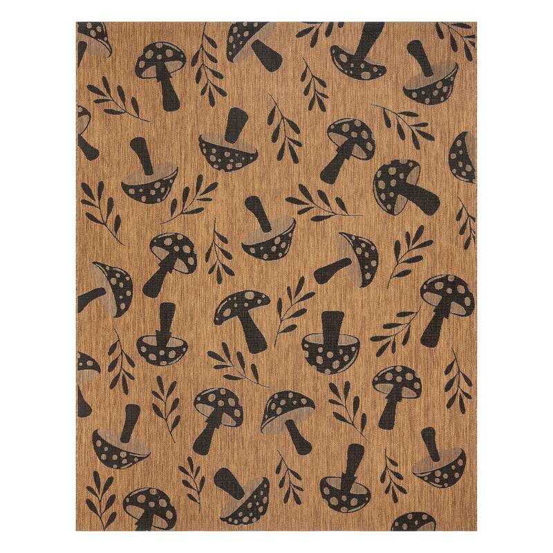 Gertmenian Paseo Rika Chestnut Brown/ Black Spotted Mushroom Polypropylene Flatweave Indoor/ Outdoor Area Rug