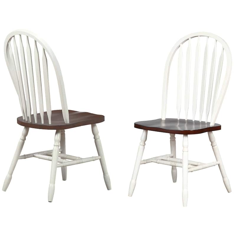 Distressed Wooden Side Chairs - 38" - White and Brown - Set of 2
