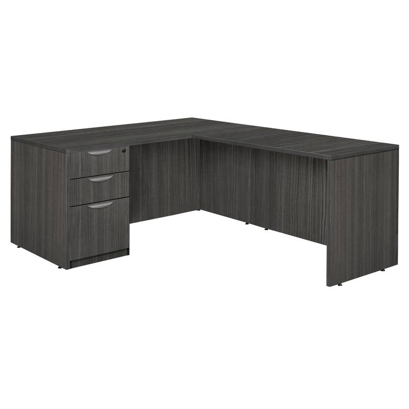 Legacy 66" Single Full Pedestal L-Desk with 47" Return - Ash Grey