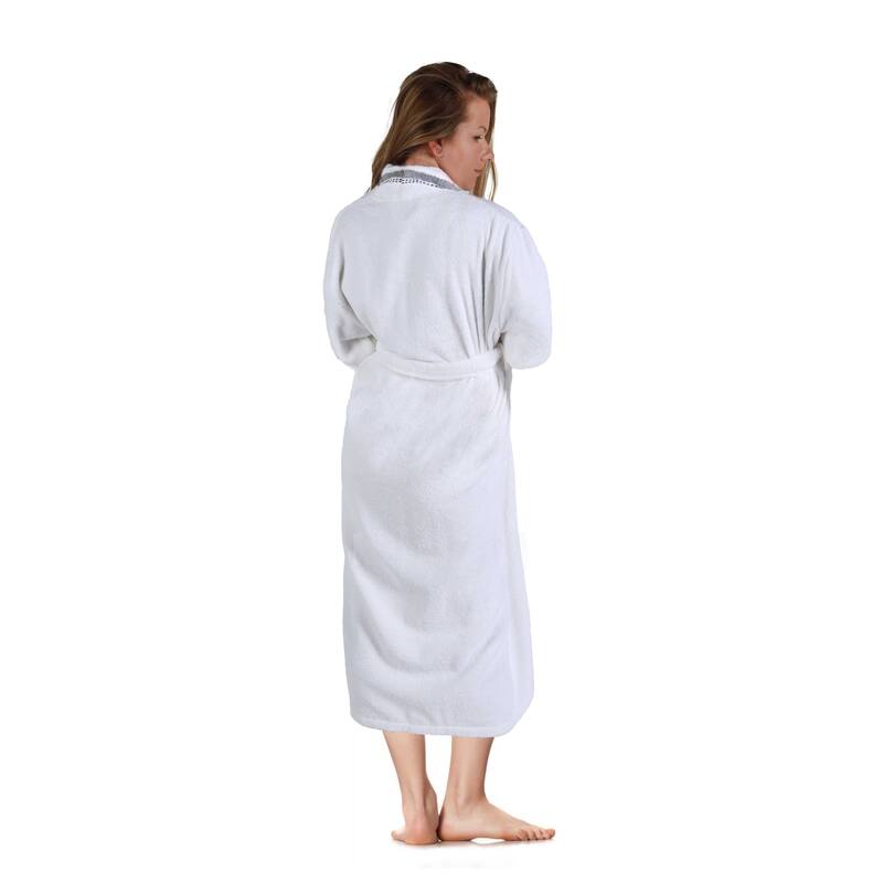 Superior Unisex Turkish Cotton Terry Kimono Bathrobe with Embroidery Robe