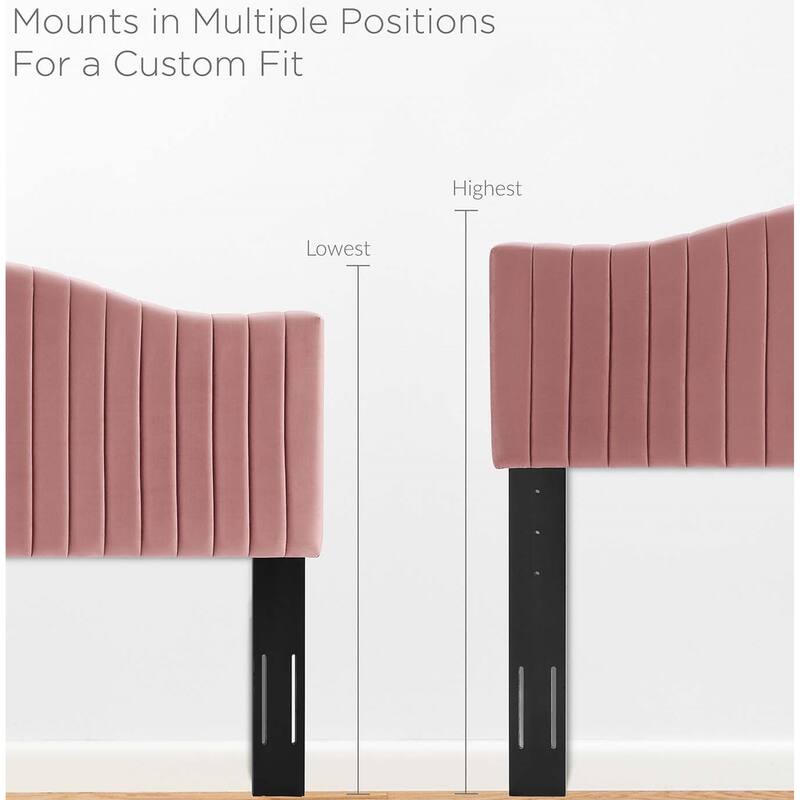 Findlay Arched Heather Pink Velvet Upholstered Full/Queen Size Headboard