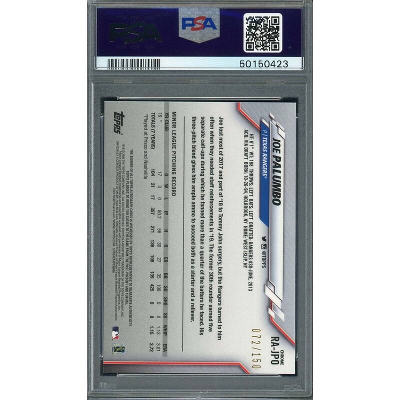 Joe Palumbo 2020 Topps Chrome Rookie Auto Blue Refractor Card #RAJPO PSA 9 /150 - 8'6" x 11'6"
